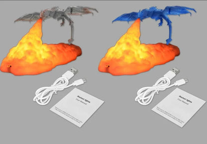 Lampada 3D - Drago Con Fiamma Luce Led Gadget
