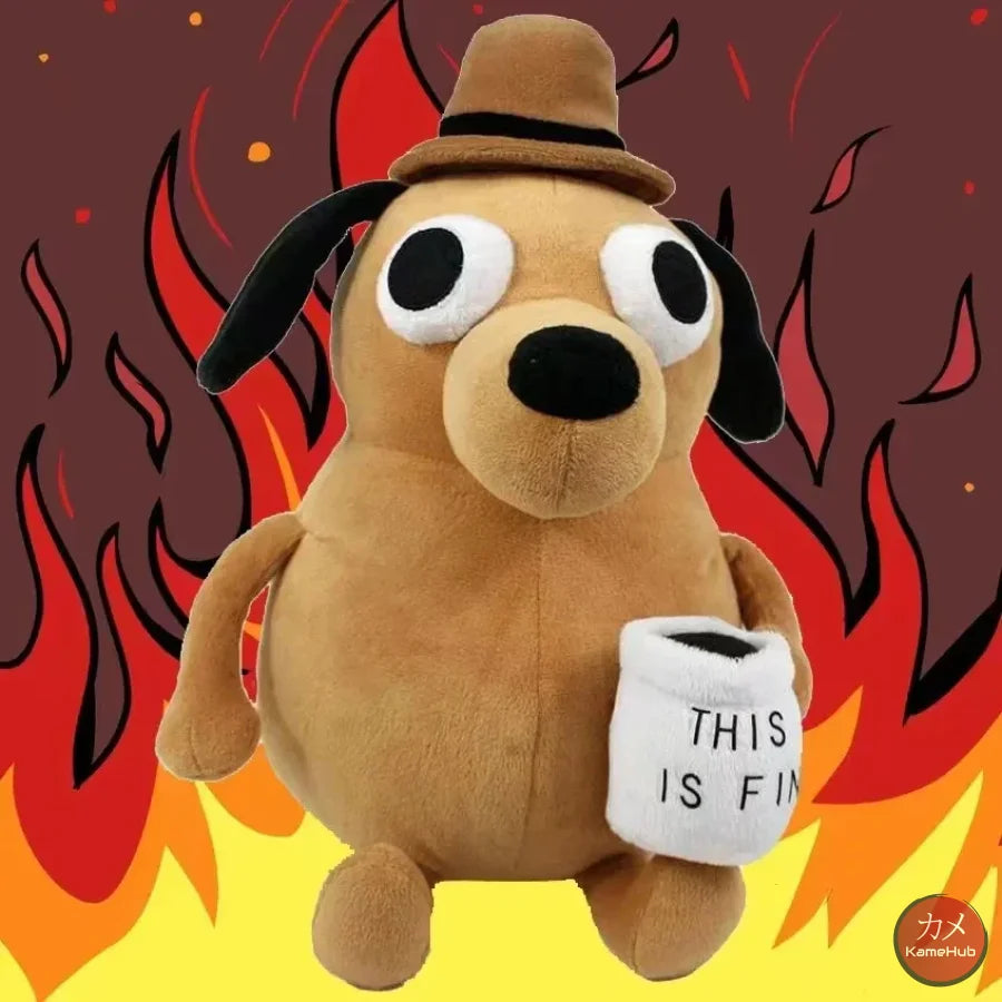 Memes - Cane Con Tazza This Is Fine Morbido Peluche Peluches