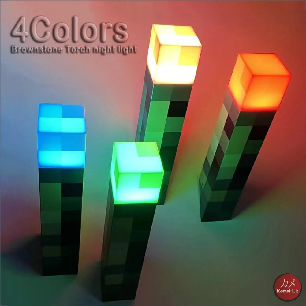 Minecraft - Torcia / Lampada Da Notte Con Luce Led A 4 Colori 28Cm Gadget