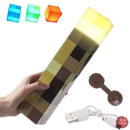 Minecraft - Torcia / Lampada Da Notte Con Luce Led A 4 Colori Gadget