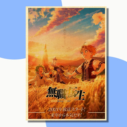 Mushoku Tensei Jobless Reincarnation / Isekai Ittara Honki Dasu - Anime Poster Aesthetic In A3 Hd