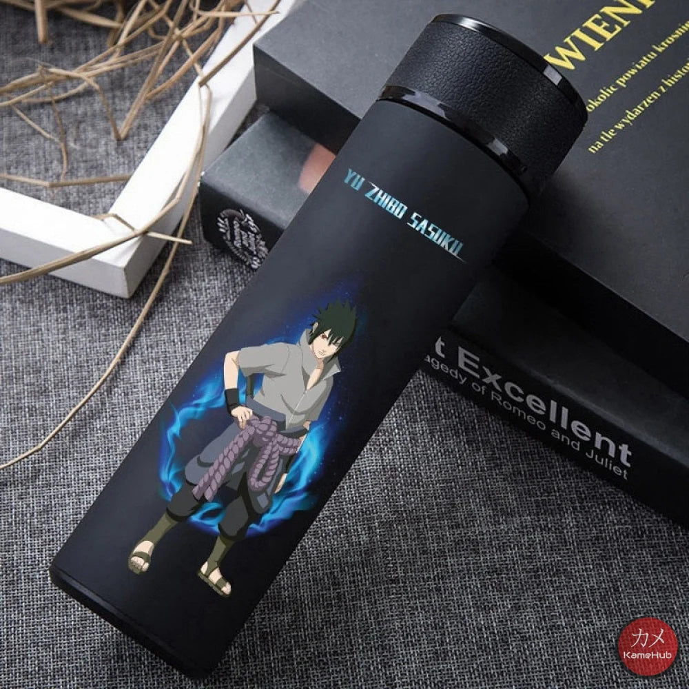Naruto Shippuden - Borraccia Termica 450 Ml Con Display Digitale Intelligente Nero Uchiha Sasuke /