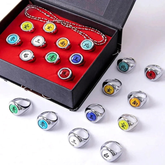 Naruto Shippuden - Set Anelli Regolabili Akatsuki / Sharingan 10 Pezzi Accessori