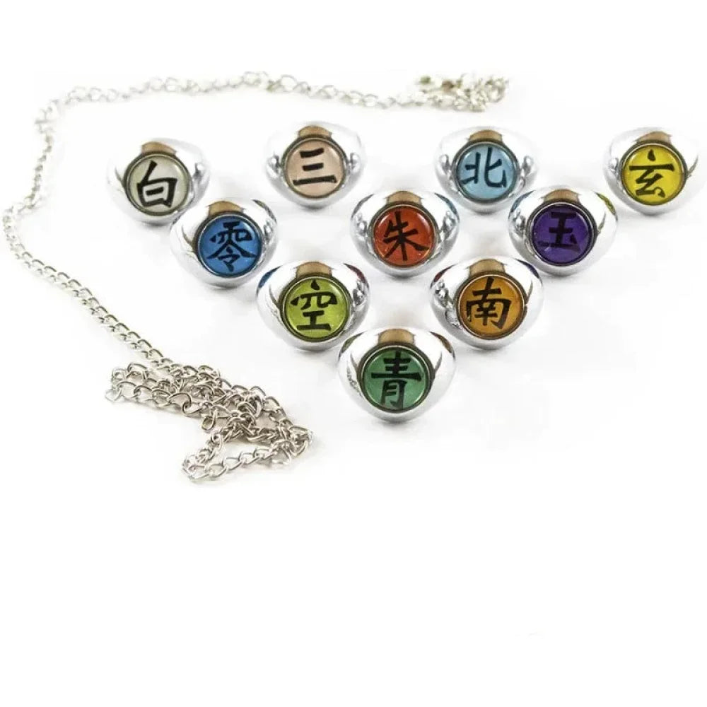 Naruto Shippuden - Set Anelli Regolabili Akatsuki / Sharingan 10 Pezzi Accessori