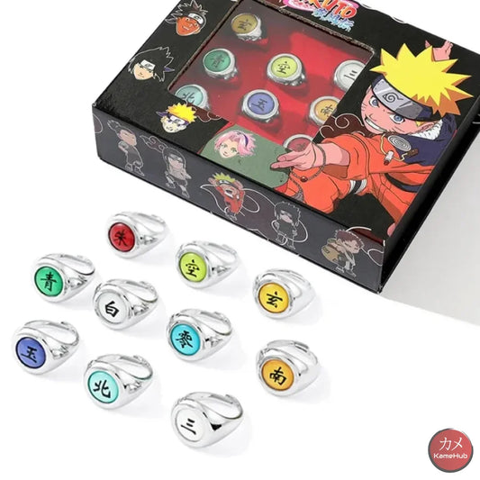 Naruto Shippuden - Set Anelli Regolabili Akatsuki / Sharingan 10 Pezzi Accessori