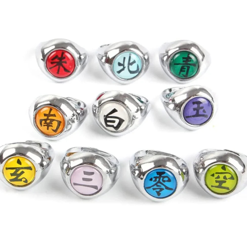 Naruto Shippuden - Set Anelli Regolabili Akatsuki / Sharingan 10 Pezzi Accessori
