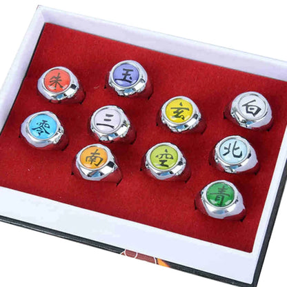 Naruto Shippuden - Set Anelli Regolabili Akatsuki / Sharingan 10 Pezzi Accessori