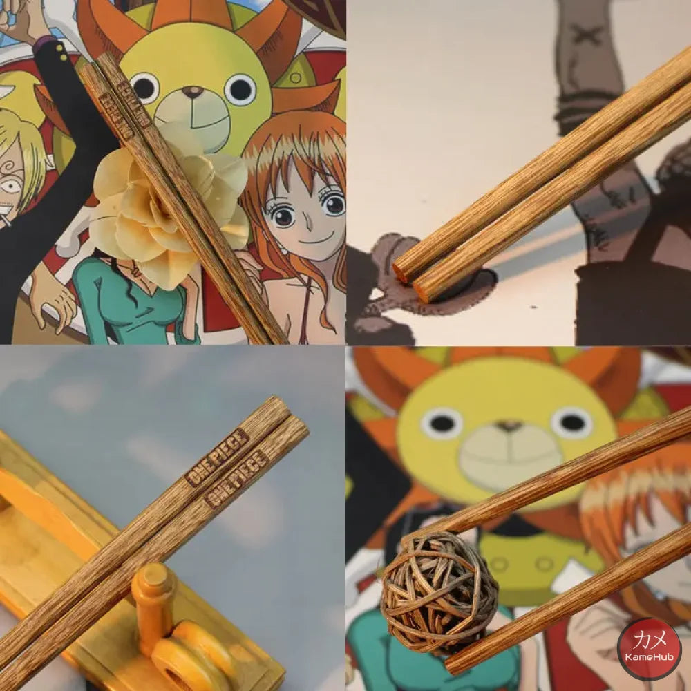 One Piece - 2 Paia Di Bacchette Per Sushi In Legno Accessori