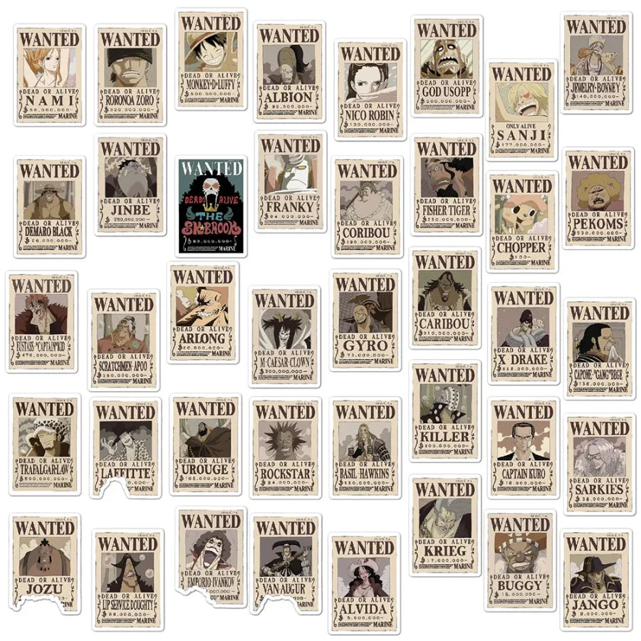 One Piece - Figurine Stickers Wanted Dead Or Alive Poster