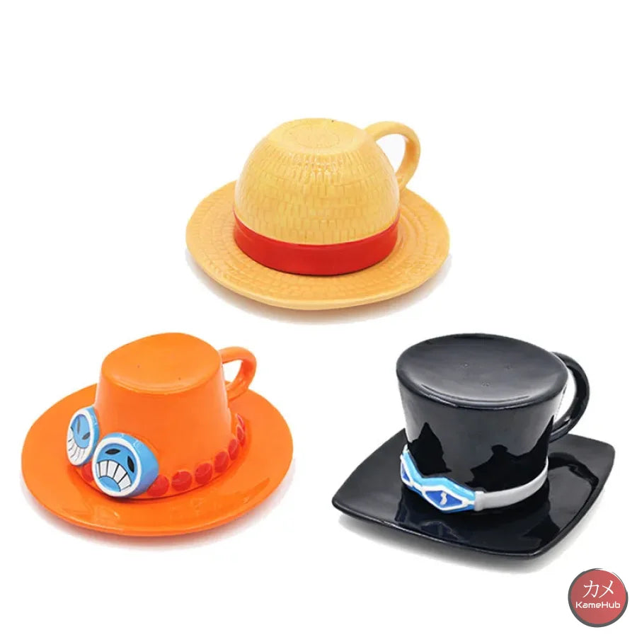 One Piece - Monkey D. Luffy Portgas Ace E Sabo Tazza Cappello In Ceramica Set Da 3 Pz Gadget