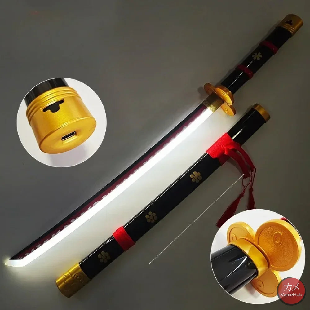 One Piece - Roronoa Zoro Katane in Bamboo con Luce Led - Yama Black / 40inch 104cm - Katane & Spade