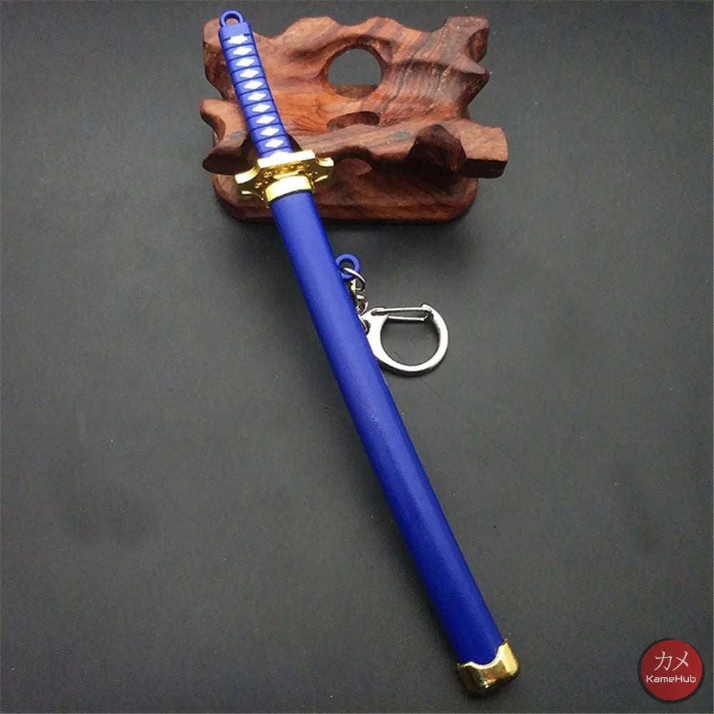 One Piece - Roronoa Zoro Mini Katana Portachiavi / Ornamentale Blu Oceano Accessori