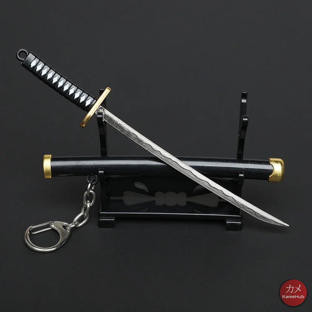 One Piece - Roronoa Zoro Mini Katana Portachiavi / Ornamentale Yubashiri Con Espositore Accessori