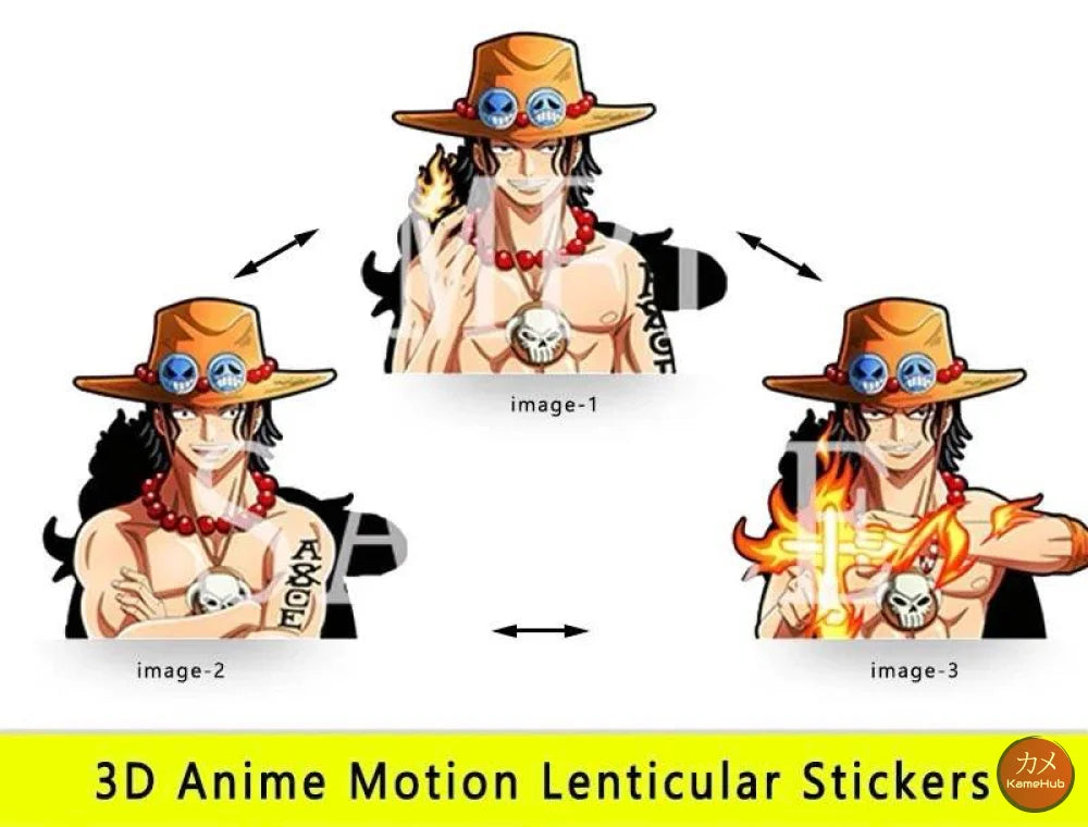 One Piece - Vari Personaggi 3D Sticker Effetto Motion Lenticolare - Ace 14 - Accessori