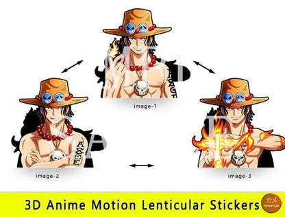 One Piece - Vari Personaggi 3D Sticker Effetto Motion Lenticolare - Ace 14 - Accessori