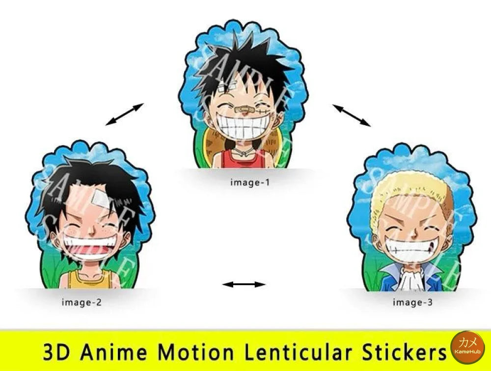 One Piece - Vari Personaggi 3D Sticker Effetto Motion Lenticolare - Luffy Ace e Sabo 12 - Accessori