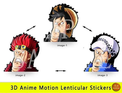 One Piece - Vari Personaggi 3D Sticker Effetto Motion Lenticolare - Luffy Law e Kid 03 - Accessori