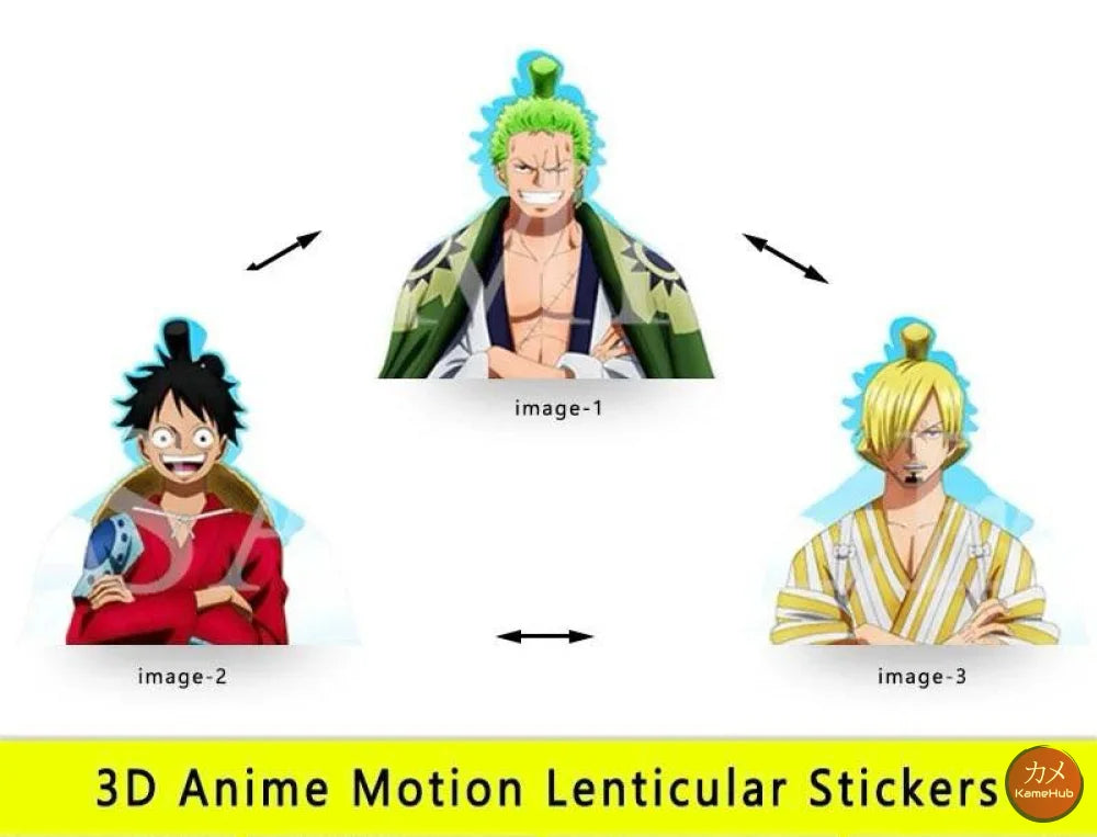 One Piece - Vari Personaggi 3D Sticker Effetto Motion Lenticolare - Luffy Zoro e Sanji 07 - Accessori