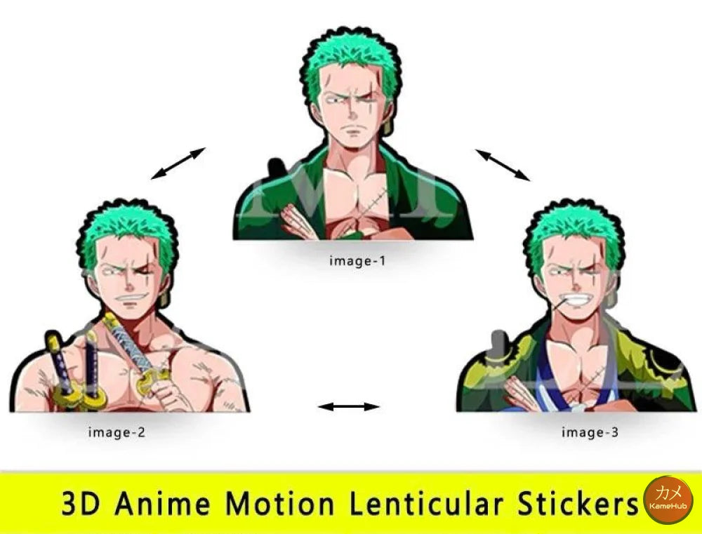 One Piece - Vari Personaggi 3D Sticker Effetto Motion Lenticolare - Zoro 02 - Accessori
