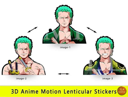 One Piece - Vari Personaggi 3D Sticker Effetto Motion Lenticolare - Zoro 02 - Accessori