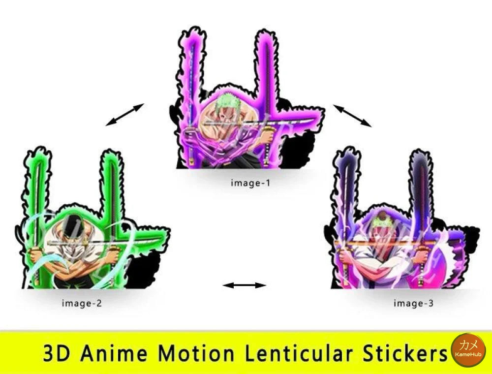 One Piece - Vari Personaggi 3D Sticker Effetto Motion Lenticolare - Zoro Santoryu 33 - Accessori