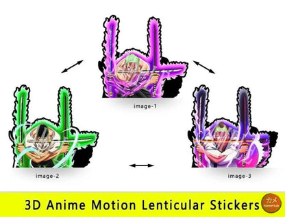 One Piece - Vari Personaggi 3D Sticker Effetto Motion Lenticolare - Zoro Santoryu 33 - Accessori