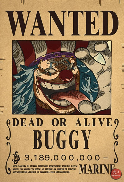 One Piece - Wanted Dead Or Alive Poster Buggy