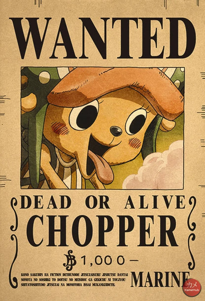 One Piece - Wanted Dead Or Alive Poster Chopper 1 Mil