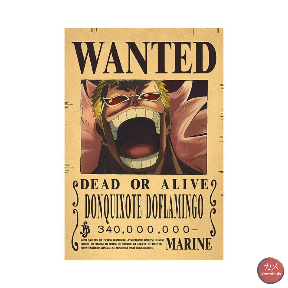 One Piece - Wanted Dead Or Alive Poster Donquixote Doflamingo