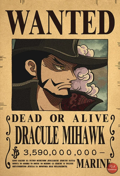 One Piece - Wanted Dead Or Alive Poster Dracule Mihawk 3.590 Mld