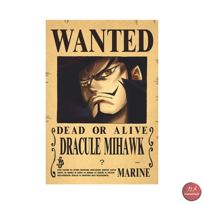 One Piece - Wanted Dead Or Alive Poster Dracule Mihawk