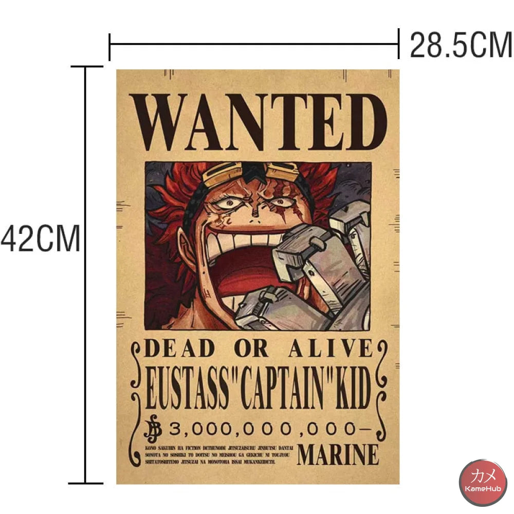 One Piece - Wanted Dead Or Alive Poster Eustass Captain Kid 3 Mld