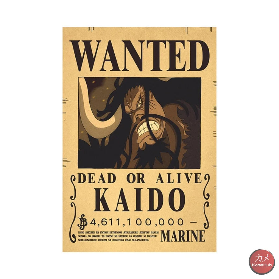 One Piece - Wanted Dead Or Alive Poster Kaido