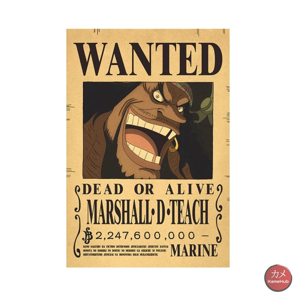 One Piece - Wanted Dead Or Alive Poster Marshall D. Teach