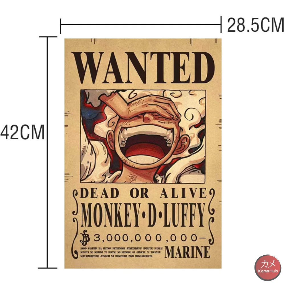 One Piece - Wanted Dead Or Alive Poster Monkey D. Luffy 3 Mld