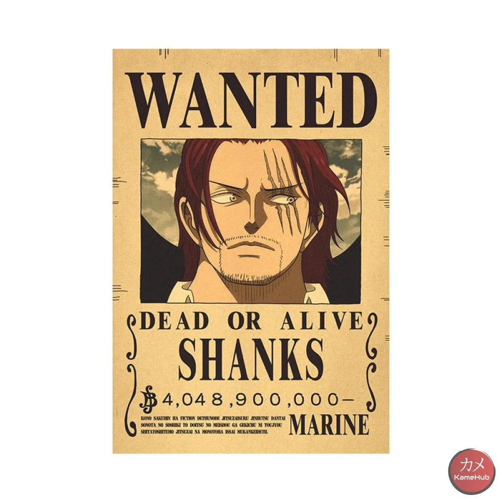 One Piece - Wanted Dead Or Alive Poster Shanks