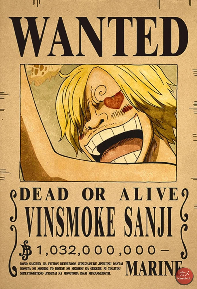 One Piece - Wanted Dead Or Alive Poster Vinsmoke Sanji 1.032 Mln