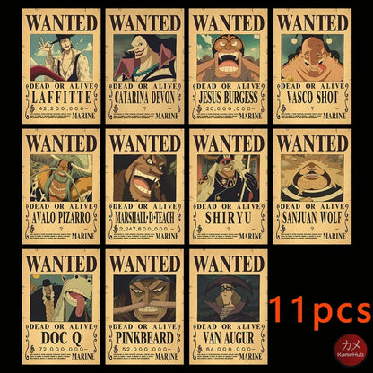One Piece - WANTED Dead or Alive Set di Poster Blackbeard Pirates 11PCS / 28.5x19 CM Poster