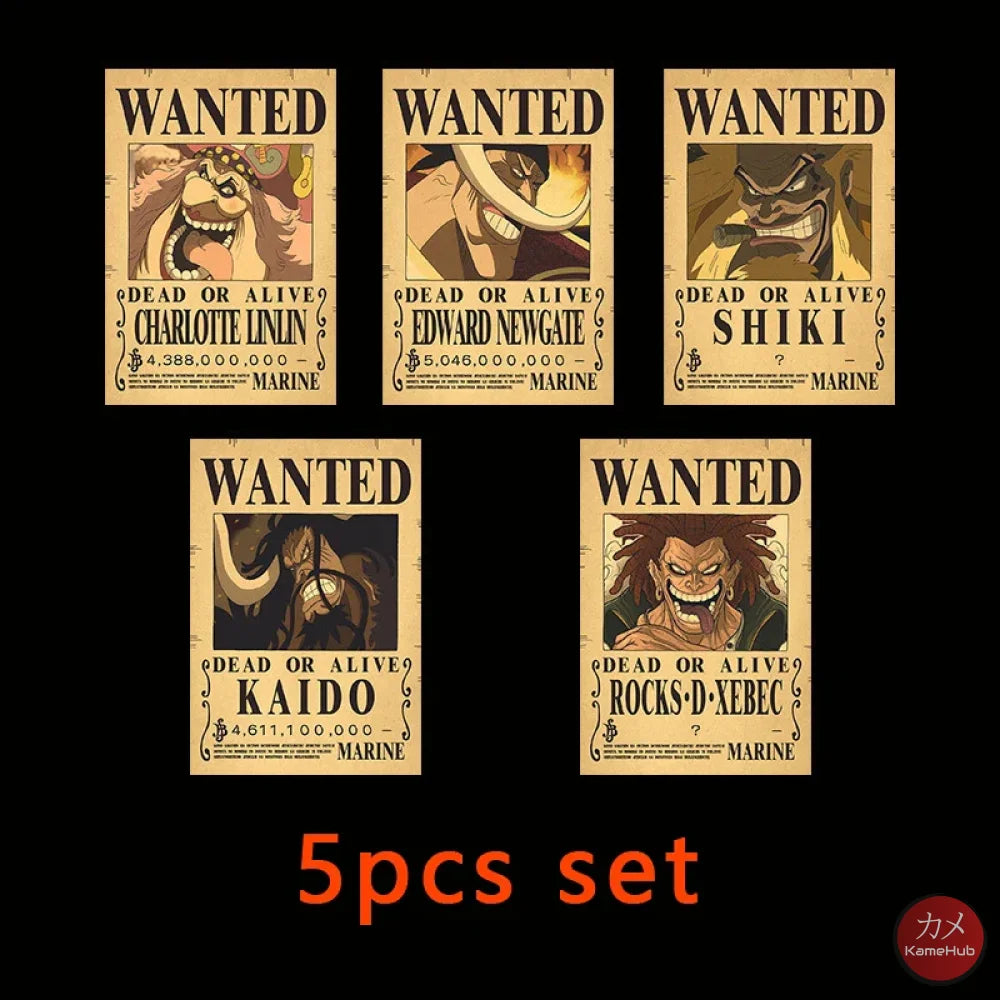 One Piece - WANTED Dead or Alive Set di Poster Great Legendary Pirates 5PCS / 28.5x19 CM Poster