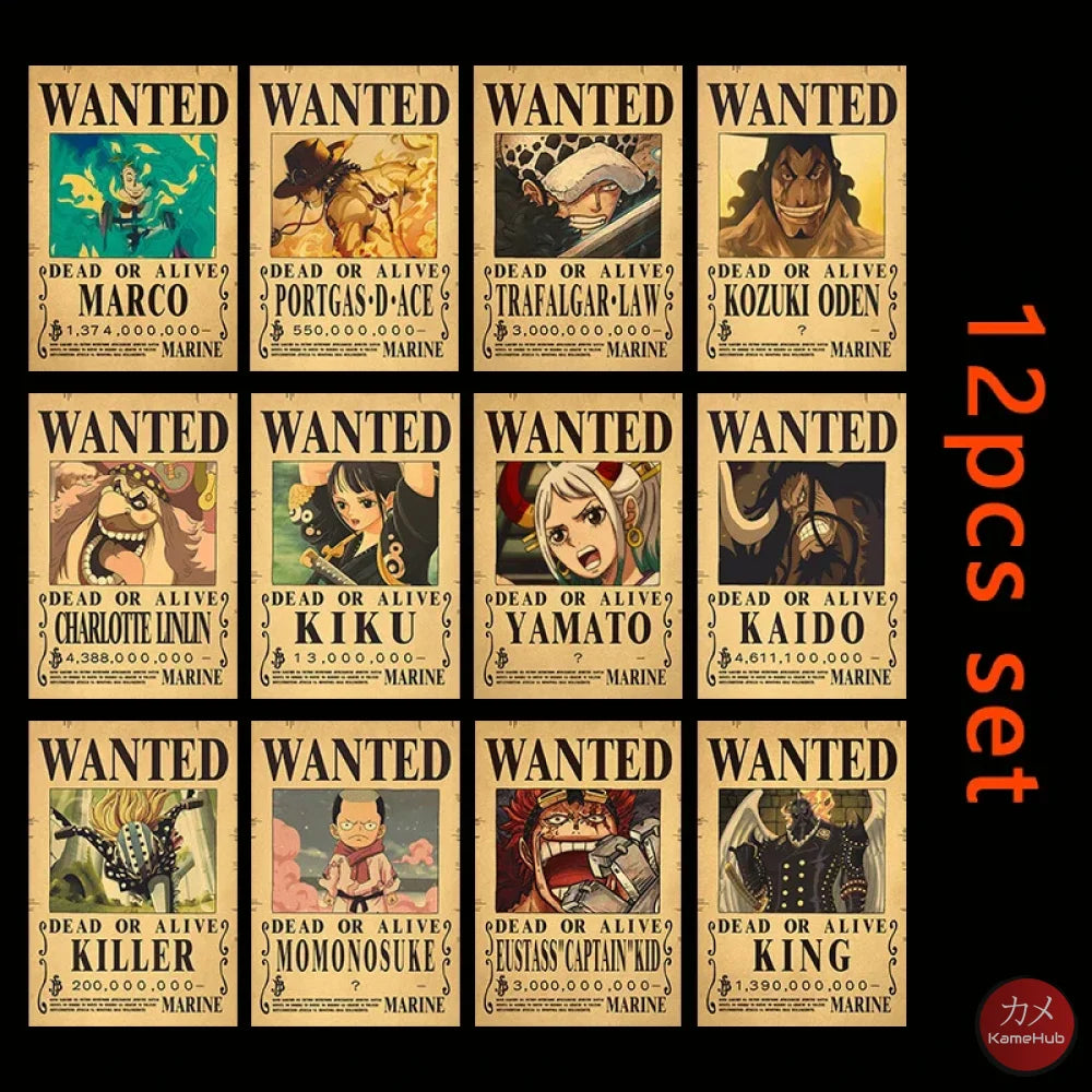 One Piece - WANTED Dead or Alive Set di Poster Wano War 12PCS / 28.5x19 CM Poster