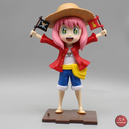 One Piece X Spy X Family - Anya Forger Luffy Cosplay Action Figure 16Cm