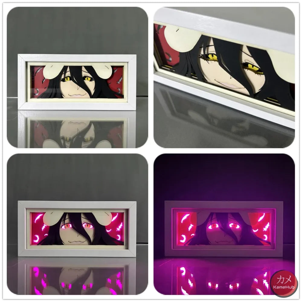Overlord - Albedo e Ainz Ooal Gown Light Box 3D con Luce Led Albedo / 16 Colori con Telecomando Gadget