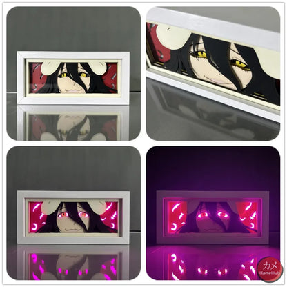 Overlord - Albedo e Ainz Ooal Gown Light Box 3D con Luce Led Albedo / 16 Colori con Telecomando Gadget