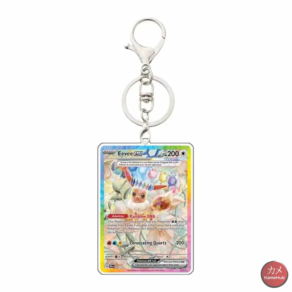 Pokémon - Portachiavi Carte Evoluzioni Prismatiche - Eevee / 5 Cm - Accessori