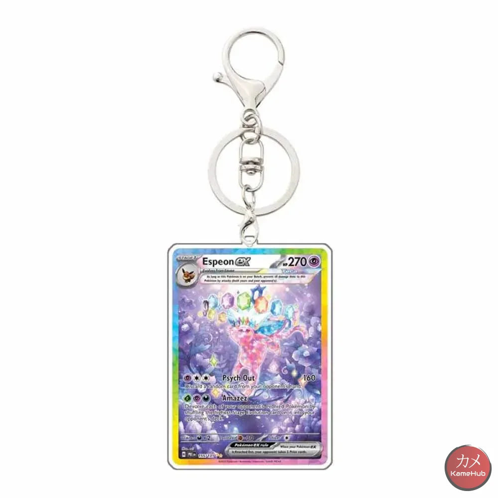 Pokémon - Portachiavi Carte Evoluzioni Prismatiche - Espeon / 5 Cm - Accessori