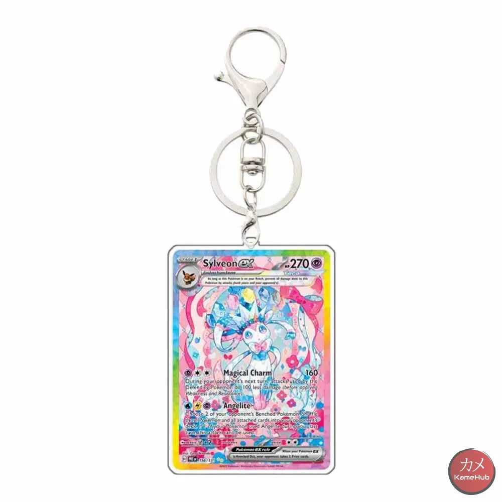 Pokémon - Portachiavi Carte Evoluzioni Prismatiche - Sylveon / 5 Cm - Accessori