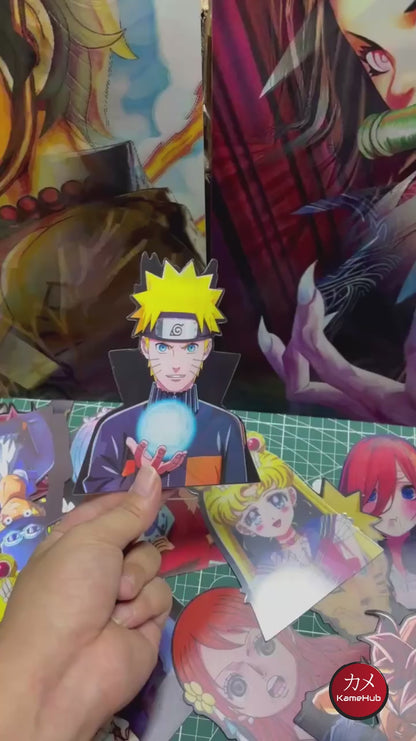 Naruto Shippuden - Vari Personaggi 3D Sticker Effetto Motion Lenticolare