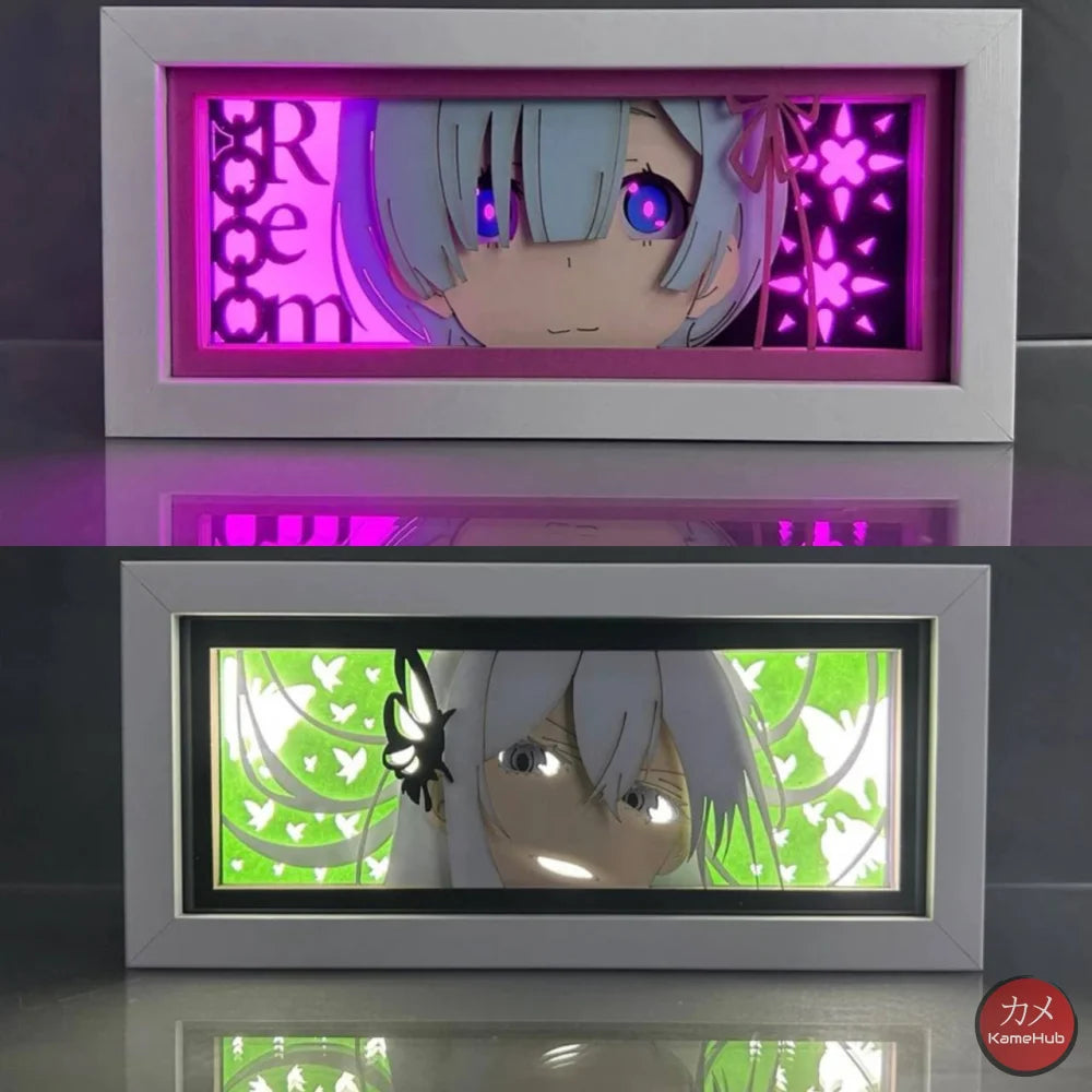 Re:Zero Starting Life in Another World - Echidna e Rem Light Box 3D con Luce Led Gadget
