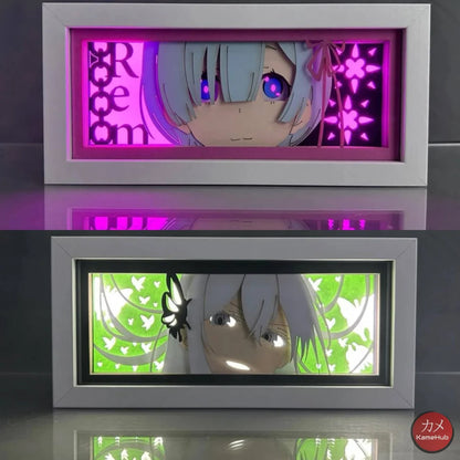 Re:Zero Starting Life in Another World - Echidna e Rem Light Box 3D con Luce Led Gadget