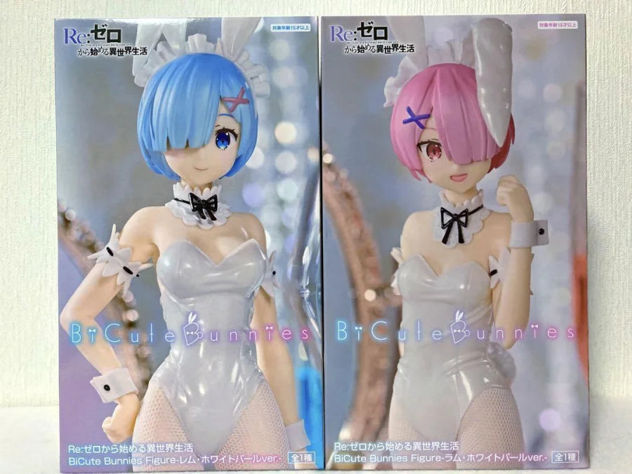 Re:zero Starting Life In Another World - Ram E Rem Bunny Girl White Originale Furyu Action Figure